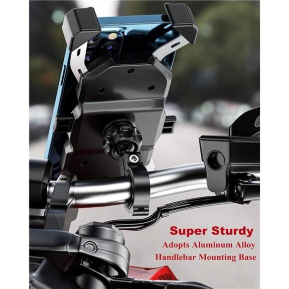 Motorcycle Phone Mount, Bike Phone Holder, with Aluminum Alloy Handlebar - Picture 3 of 7